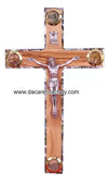 Latin Olive Wood Crucifix with Abalone Shell and Mother of Pearl