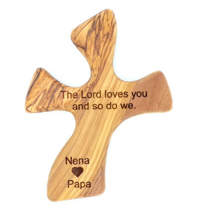Personalized Cross, Customized Name Crosses for Palm, Comfort Healing Pocket Prayer Olive Wood Cross